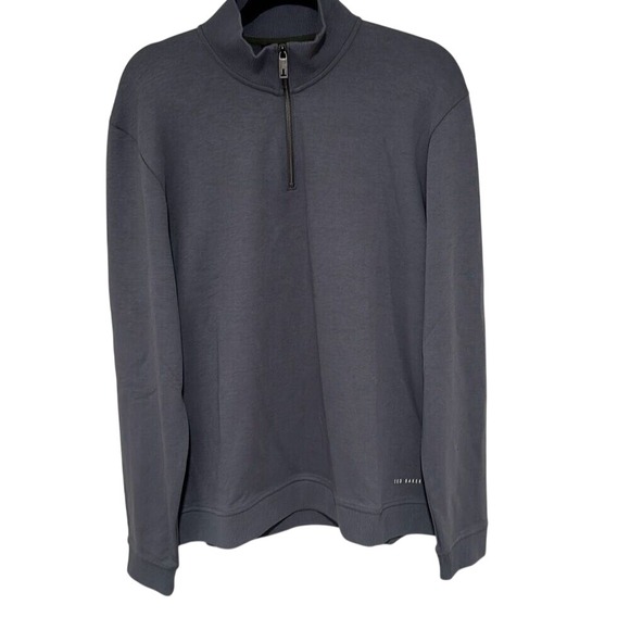 NWT Ted Baker Mens Charcoal Antram Half Zip Funnel Neck Sweatshirt Size XL